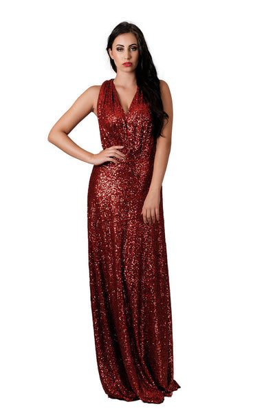 Red Wine Sequins Dress