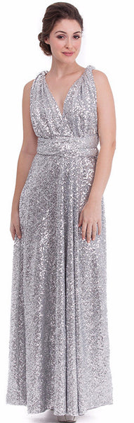Platinum Silver Sequins Dress
