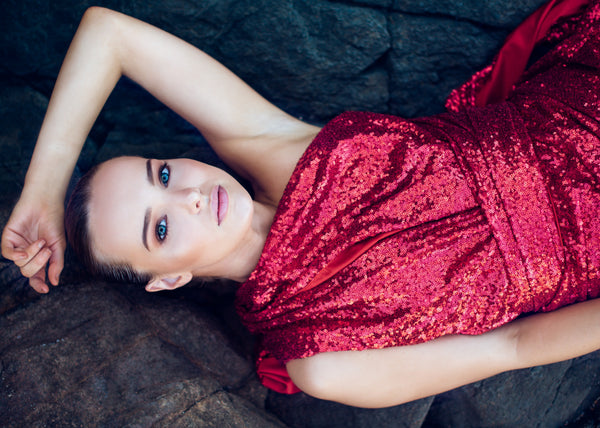 Red Wine Sequins Dress